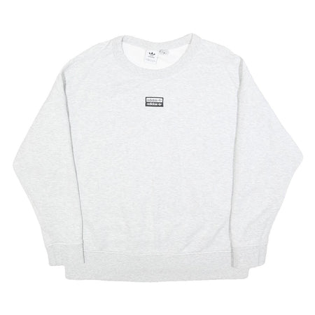 ADIDAS Womens White Crew Neck UK 16 Cotton Blend Sweatshirt Casual Sportswear