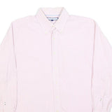 TOMMY HILFIGER Mens Pink & White Stripe Shirt L Cotton Blend Button-Down Collar