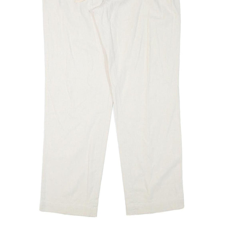 GANT Mens Linen Blend White Regular Fit Straight Leg Trousers W37 L34 Classic