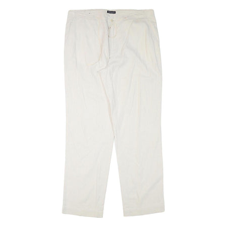 GANT Mens Linen Blend White Regular Fit Straight Leg Trousers W37 L34 Classic