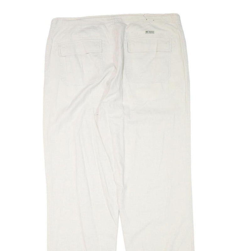 GANT Mens Linen Blend White Regular Fit Straight Leg Trousers W37 L34 Classic