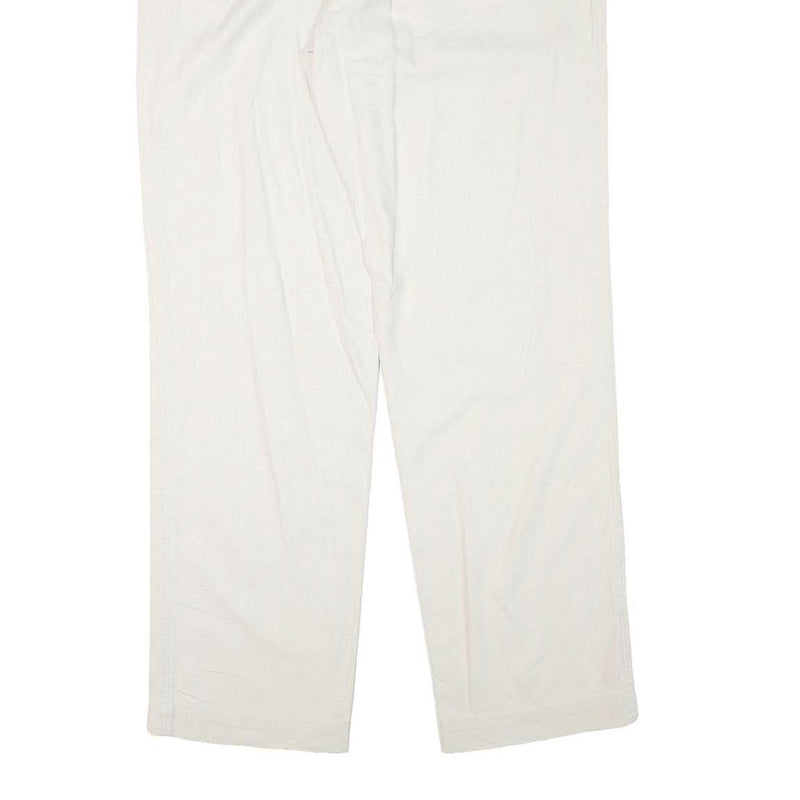 GANT Mens Linen Blend White Regular Fit Straight Leg Trousers W37 L34 Classic