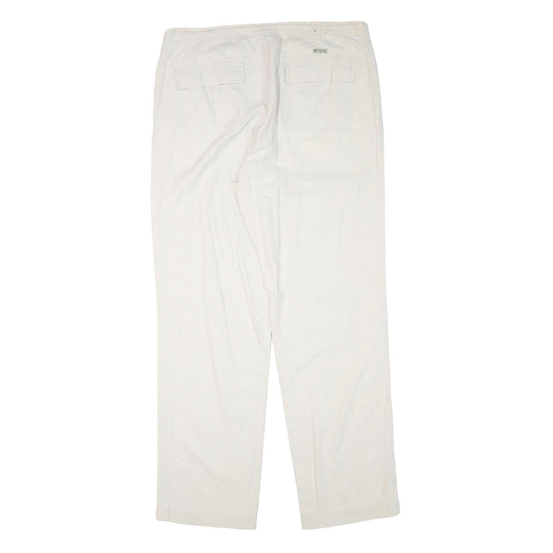 GANT Mens Linen Blend White Regular Fit Straight Leg Trousers W37 L34 Classic