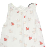 ZARA Womens White Printed Sleeveless Round Neck Top S Cat Pattern