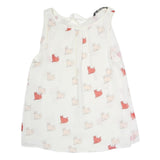 ZARA Womens White Printed Sleeveless Round Neck Top S Cat Pattern