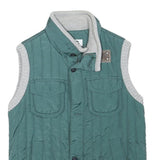 DOLCE & GABBANA Boys Green Quilted Jacket S Polyester Blend Zip Vest