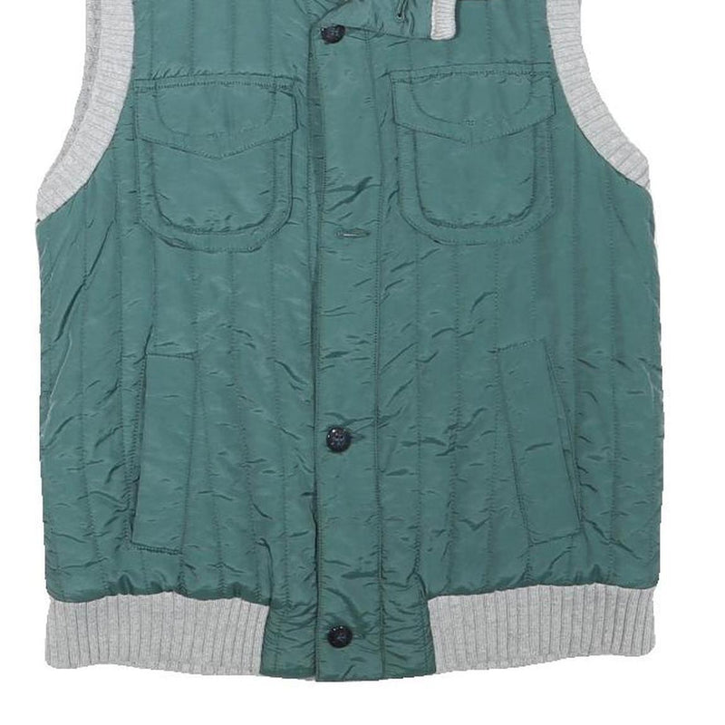 DOLCE & GABBANA Boys Green Quilted Jacket S Polyester Blend Zip Vest