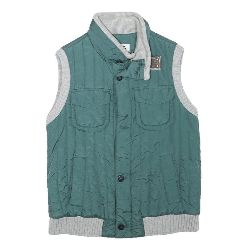 DOLCE & GABBANA Boys Green Quilted Jacket S Polyester Blend Zip Vest