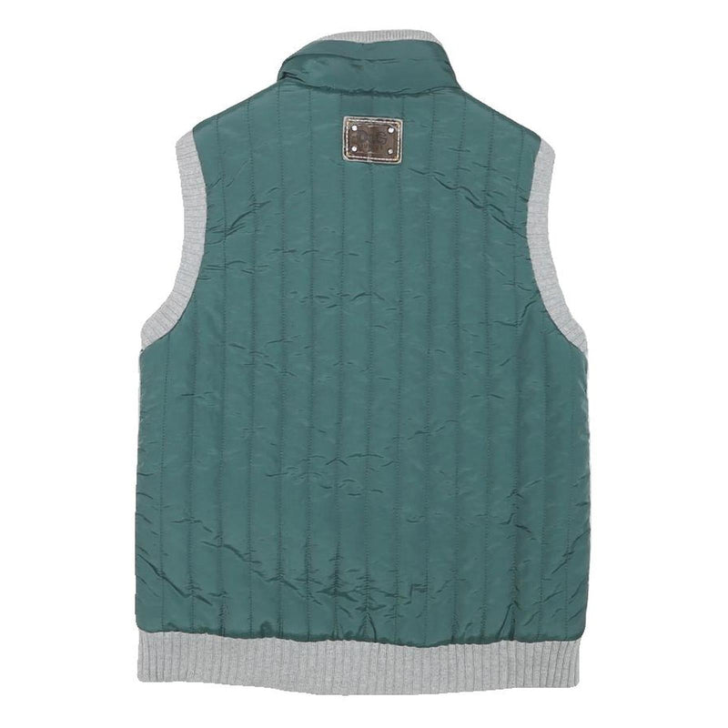DOLCE & GABBANA Boys Green Quilted Jacket S Polyester Blend Zip Vest