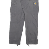 CARHARTT Mens Jeans Grey Relaxed Cargo Denim W36 L30 Workwear Utility