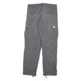 CARHARTT Mens Jeans Grey Relaxed Cargo Denim W36 L30 Workwear Utility