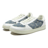 LOUIS VUITTON Womens Denim & White Synthetic Lace-Up Trainers UK 8 Designer
