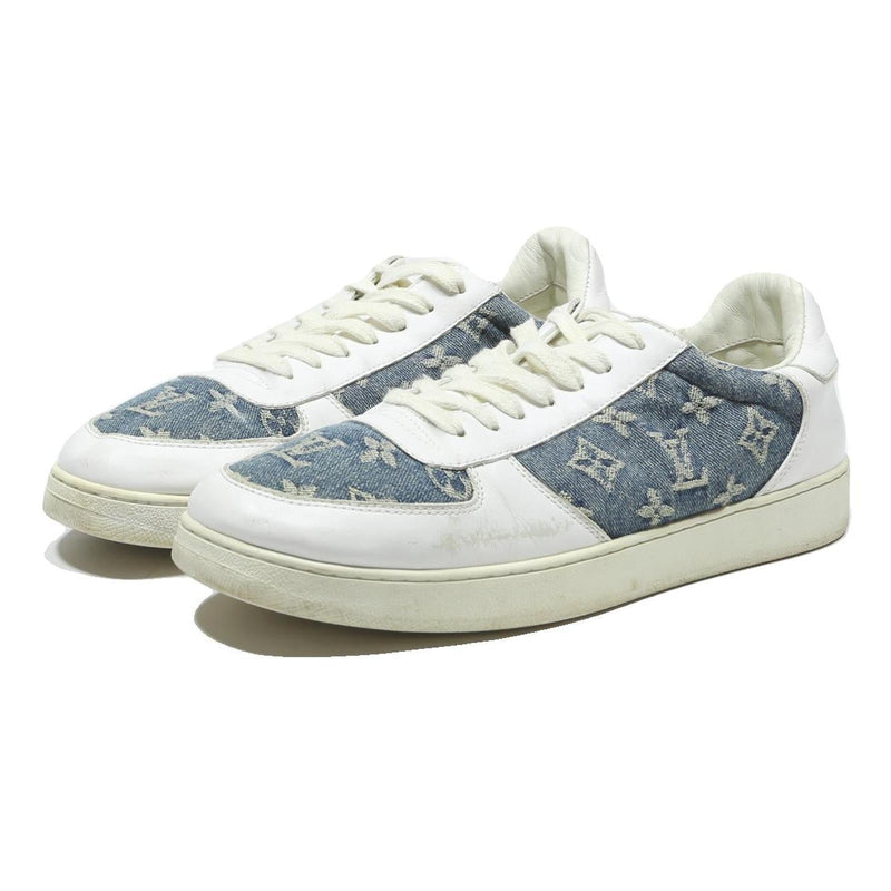 LOUIS VUITTON Womens Denim & White Synthetic Lace-Up Trainers UK 8 Designer