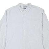 NAUTICA Mens White & Blue Striped Shirt M Classic Button Down Cotton Blend