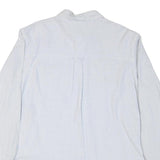 NAUTICA Mens White & Blue Striped Shirt M Classic Button Down Cotton Blend