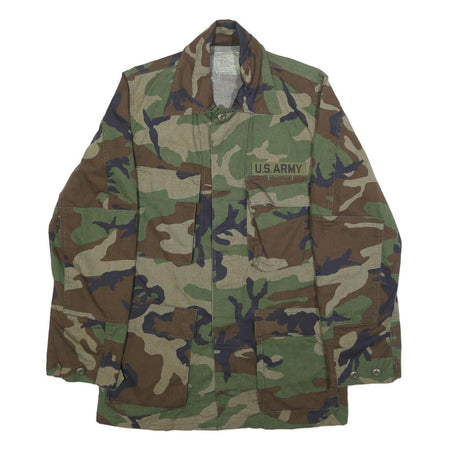 SELMA APPAREL CORP. Mens Green Brown Woodland Camo Classic Button Jacket S