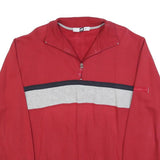 JOY Mens Red & Grey Sport Quarter Zip Sweatshirt M Cotton Blend Casual