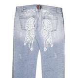 ANGEL DEVIL Womens Jeans Blue Grey Regular Straight Denim Light W42 L33 Angel
