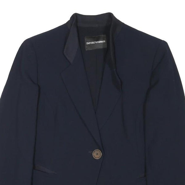 EMPORIO ARMANI Womens Navy Blue Wool Blend Blazer Jacket XS Classic Tailored