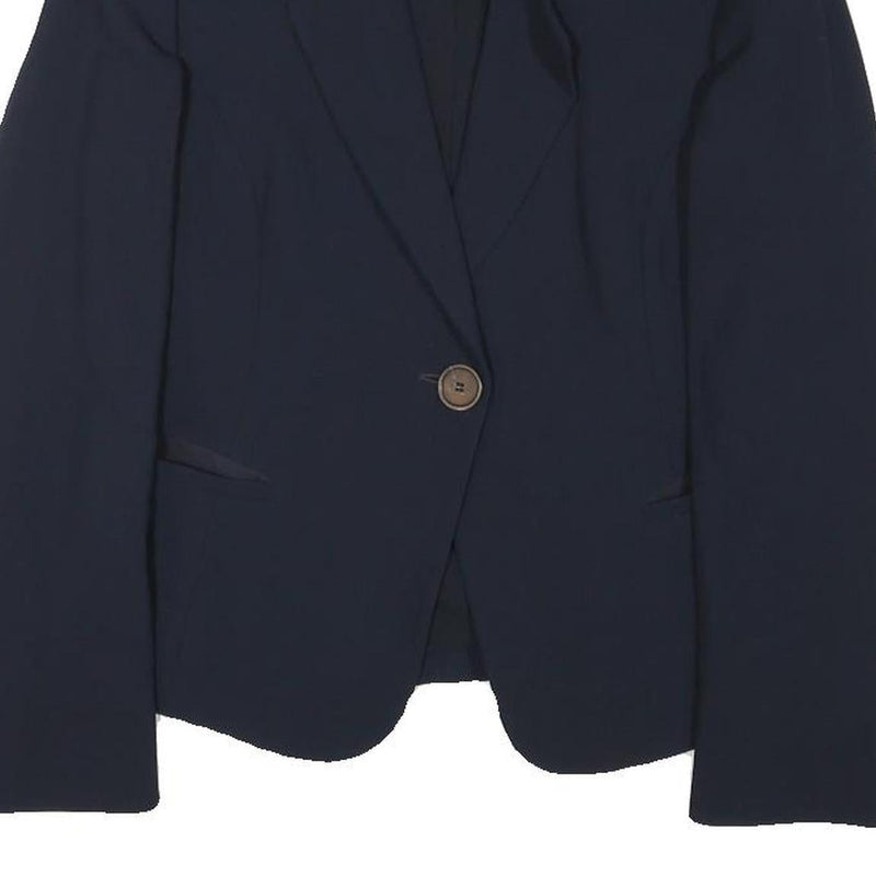 EMPORIO ARMANI Womens Navy Blue Wool Blend Blazer Jacket XS Classic Tailored