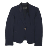 EMPORIO ARMANI Womens Navy Blue Wool Blend Blazer Jacket XS Classic Tailored