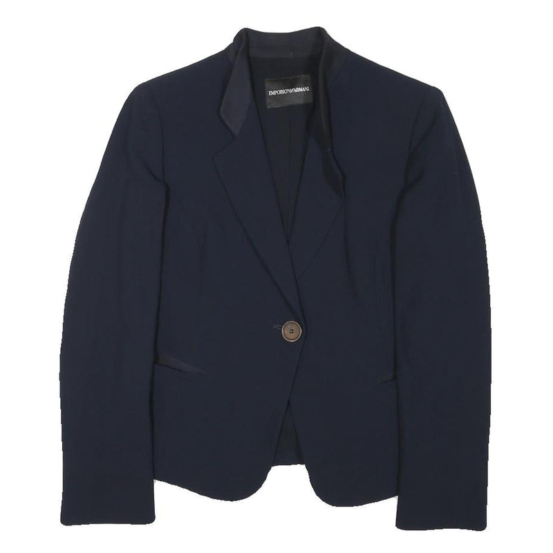 EMPORIO ARMANI Womens Navy Blue Wool Blend Blazer Jacket XS Classic Tailored