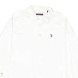 U.S. POLO ASSN Mens White Shirt L Classic Polo Logo Button Down Formal Cotton
