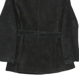 THE OUTER EDGE Womens Black Suede Button Jacket M Classic Tailored