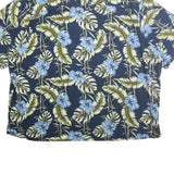 PURITAN Mens Blue & Green Floral Cotton Hawaiian Shirt 2XL Casual Summer Style