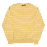 NAUTICA Womens Yellow & White Patterned Cotton Blend Crew Neck Jumper L Striped