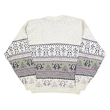 AUSTERITY Mens Cream Patterned Jumper Crew Neck Basic Knit M Cotton Casual Style