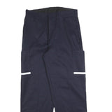Mens Cotton Blend Navy Regular Fit Straight Leg Trousers W30 L30 Workwear Zip