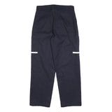 Mens Cotton Blend Navy Regular Fit Straight Leg Trousers W30 L30 Workwear Zip