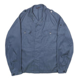 Mens Blue Polyester Blend Button Jacket L Plain Classic Lightweight Outerwear