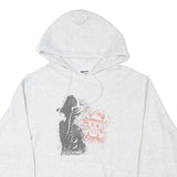 JERZEES Mens Grey Hoodie M Cotton Blend Pullover Graphic Print Casual