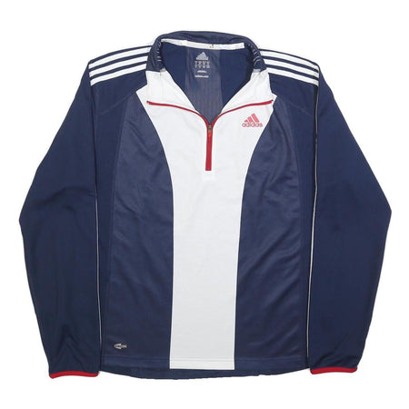 ADIDAS Mens Navy & White Quarter Zip Sweatshirt XL Sports Casual Athletic