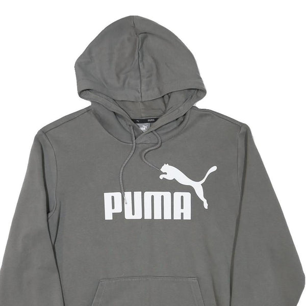 PUMA Mens Grey Hoodie S Cotton Blend Pullover Casual Sportswear