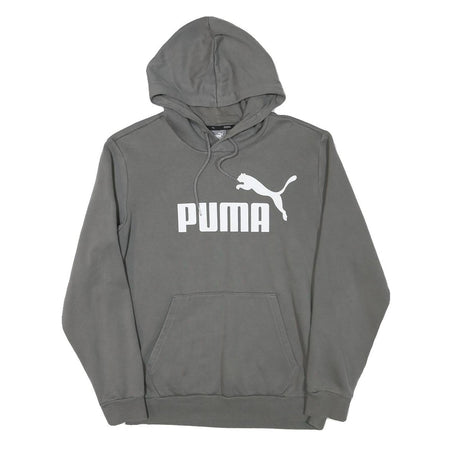 PUMA Mens Grey Hoodie S Cotton Blend Pullover Casual Sportswear