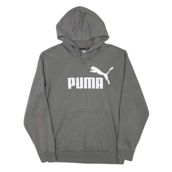 PUMA Mens Grey Hoodie S Cotton Blend Pullover Casual Sportswear