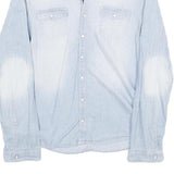 H&M Womens Light Blue Denim Shirt Long Sleeve Button Neck S Cotton Blend Casual