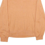 CALVIN KLEIN Mens Orange Plain Cotton Jumper V-Neck Basic Knit L Casual Layering