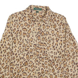 LAUREN RALPH LAUREN Womens Beige & Brown Leopard Print Shirt M Stylish Cotton