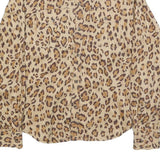 LAUREN RALPH LAUREN Womens Beige & Brown Leopard Print Shirt M Stylish Cotton