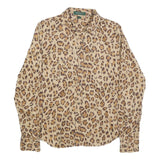 LAUREN RALPH LAUREN Womens Beige & Brown Leopard Print Shirt M Stylish Cotton