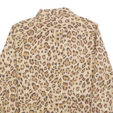 LAUREN RALPH LAUREN Womens Beige & Brown Leopard Print Shirt M Stylish Cotton