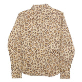 LAUREN RALPH LAUREN Womens Beige & Brown Leopard Print Shirt M Stylish Cotton