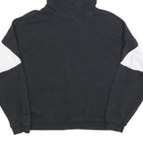 ADIDAS Womens Black & White Colourblock Pullover Hoodie UK 14 Cotton Blend