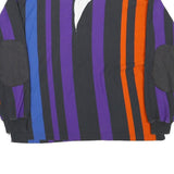 CROFT & BARROW Mens Black & Purple & Orange Striped Long Sleeve Polo Shirt L