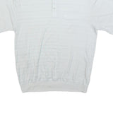 CARLETTI Mens White Short Sleeve Plain Pocket Polo Shirt L Polyester Blend