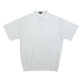 CARLETTI Mens White Short Sleeve Plain Pocket Polo Shirt L Polyester Blend